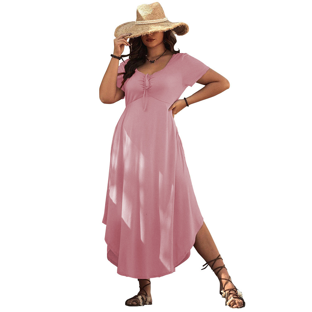 Large Size Womens New Slim Fit Casual Vacation Style Long Skirt Dress