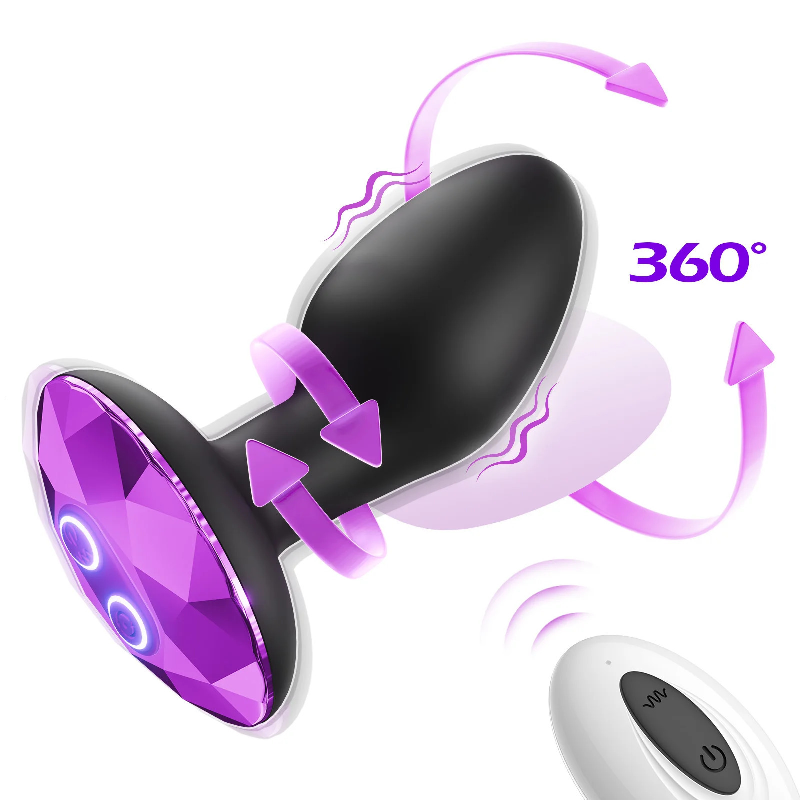 360 Rotation Anal Plug Vibrator Butt Plug with Remote Control Men Prostate Massager Buttplug Adult Sex Toy for Women Men Gay 250515