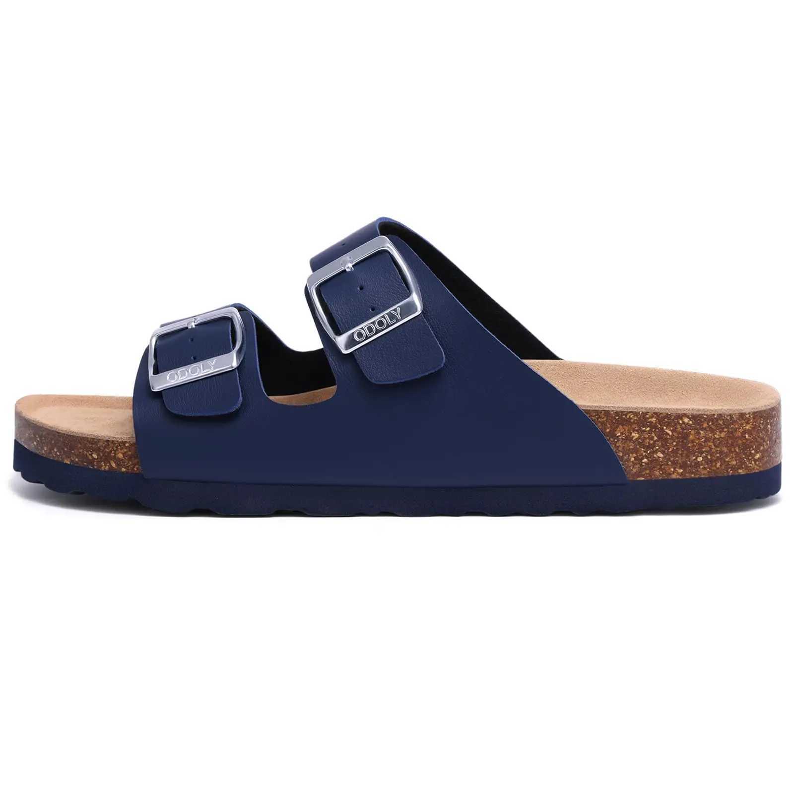 Book Now Cork Slippers Summer New Wen Double Buckle Sandals Soft Cfy Cork Footbed Slides Brand Unisex Beach Shoes Y250516