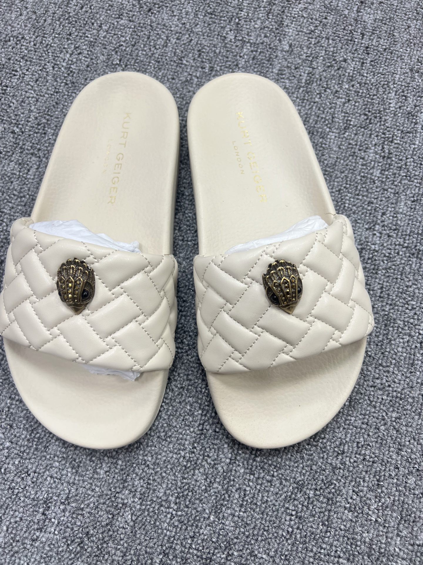 Kurts Gegiers Slides Womens London Designer Kensingtons Sandals Arch Support Kurts Eaglehead Flip Flops Slippers Full Grain Textured Rubber Flats Beach Shoes 517