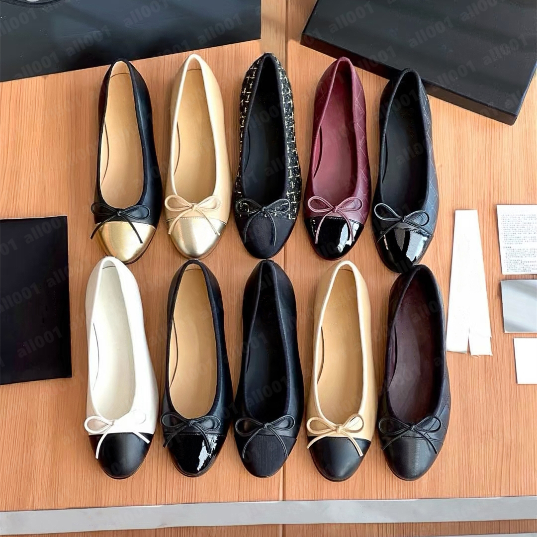 designer shoes Paris Brand designer Black Ballet Flats Shoes Women Quilted Genuine Leather Slip on Ballerina Luxury Round Toe Ladies Dress Shoes Slingbacks