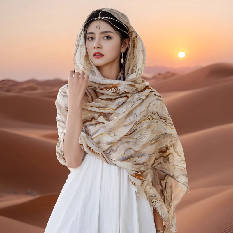 K731 Egypt Dubai seaside travel cotton and linen scarf scarf female desert photo beach silk scarf sunscreen bag headscarf shawl