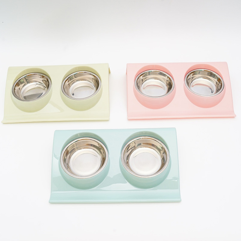 Pet Supplies Feeders Designer Stainless Steel Neck Protection Cat Food Double Dog Drinking Bowl Pet Utensils