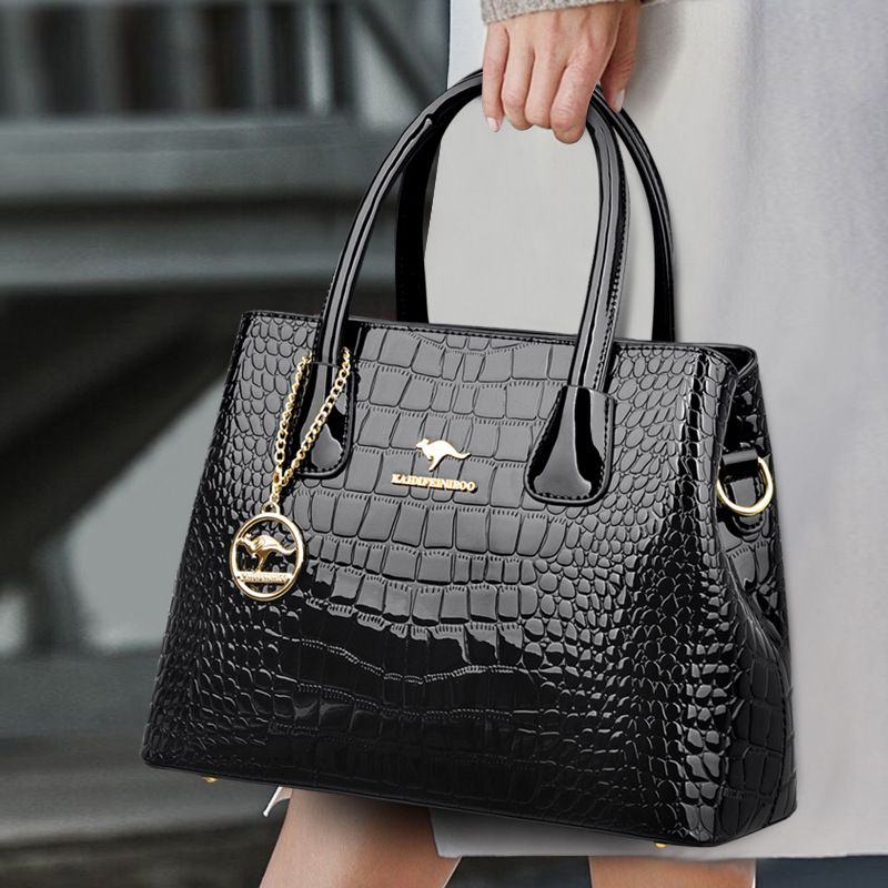 Free shipping 2025 Hot Sale Croc-Pattern Shoulder Bag - Shiny Designer Handbag for Women