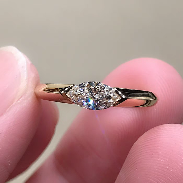 Rulalei Ins Top Sell Solitaire White Marquise Lab Moissanite Diamond Luxury Jewelry Real 100% 925 Sterling Silver 18K Gold Party Eternity Women Weddin