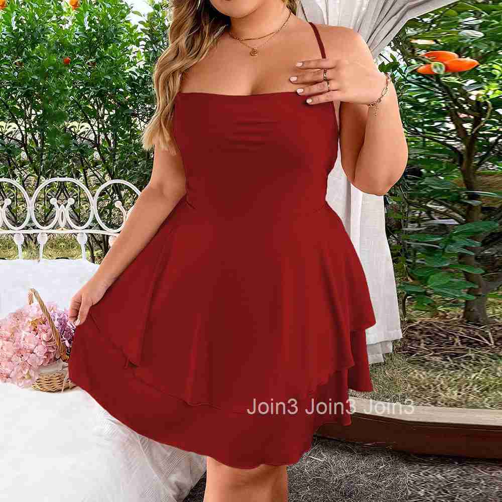 New Womens Plus Size Sexy Backless Strap Casual Vacation Suspender Dress