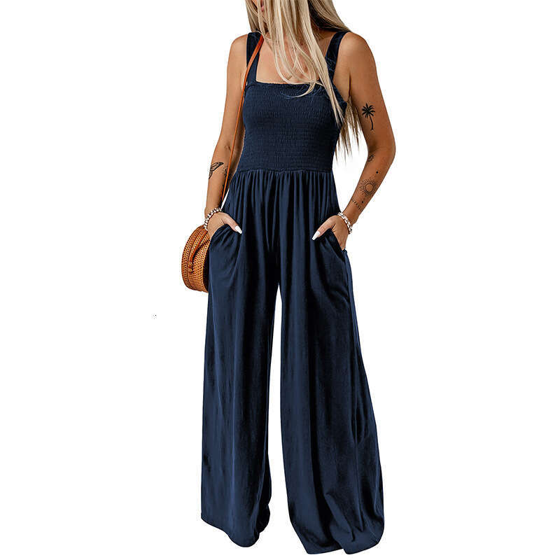 Wide Leg Jumpsuit Shi Ying High Waist For Women S Summer New Sleeveless Off Shoulder Knitted Wide Leg Long Pants Jumpsuit