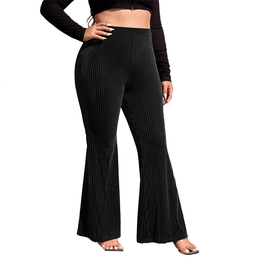 Large Size Womens Clothing Autumn and Winter New Style Fashionable Elastic Waistband Elastic Flared Pants Temperament Casual Pants