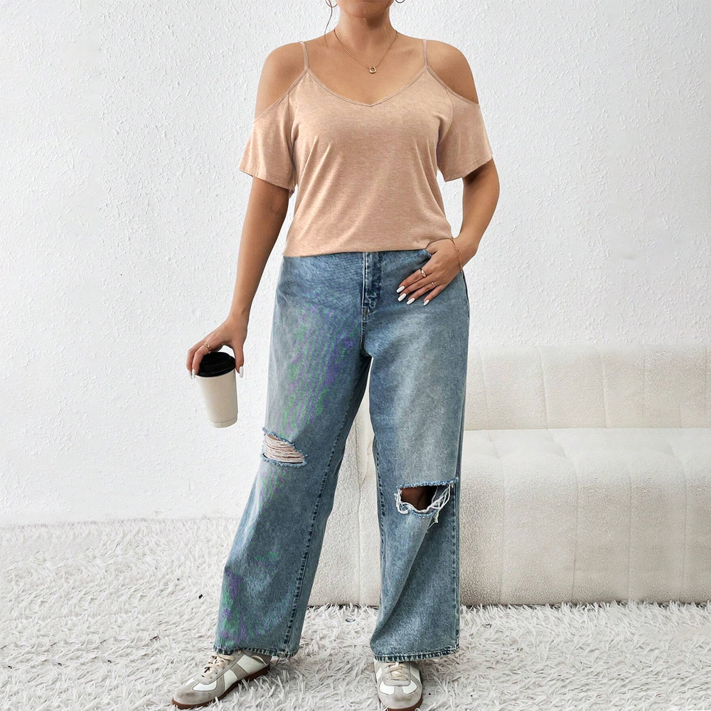 Spring/summer Large Womens Slim Fit Off Shoulder Sexy Strap T-shirt Top