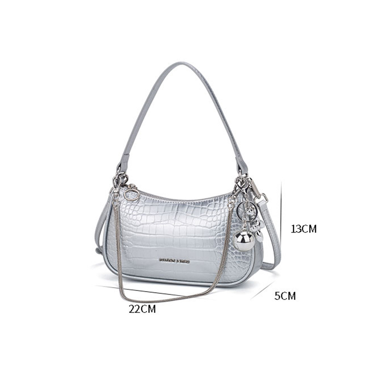 New niche crescent shaped bag chain crossbody bag for women, fashionable crocodile pattern designer single shoulder armpit bag, versatile commuting ba