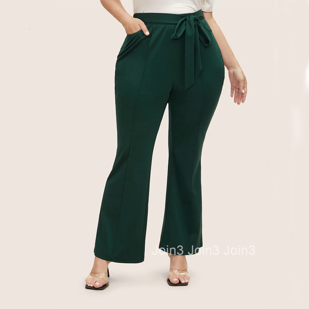 Autumn and Winter New Plus Size Womens Versatile Commuting Style Casual Pants with Elastic Waistband and Flared Pants