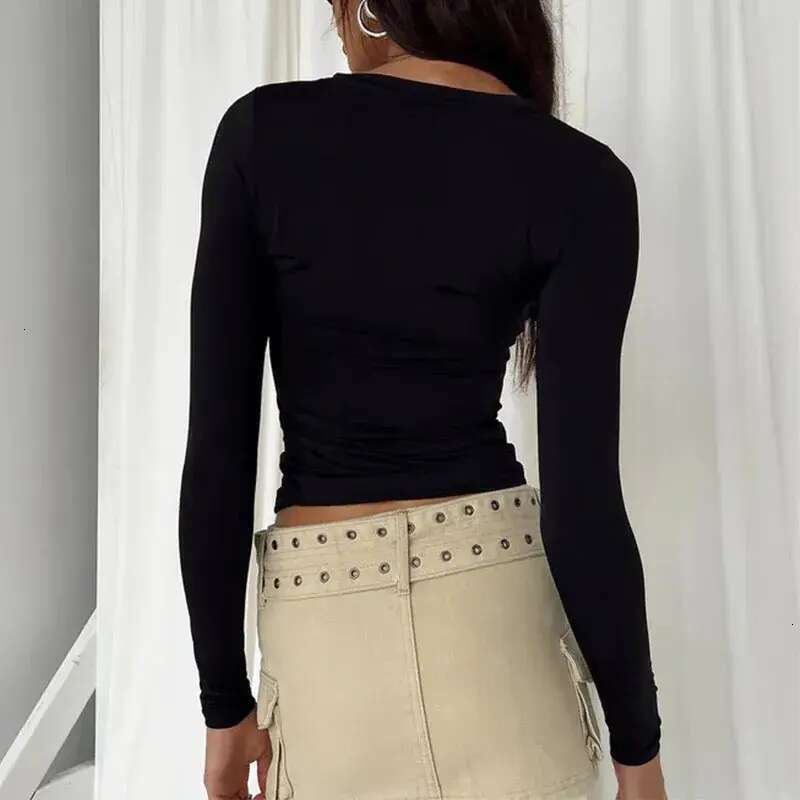 Women Long Sleeve T Shirt Spring Autumn Solid Slim Fit Casual Shirts Female Pullovers Basic Tee Y2k Clothes Streetwear Crop Tops 241029 designer bag