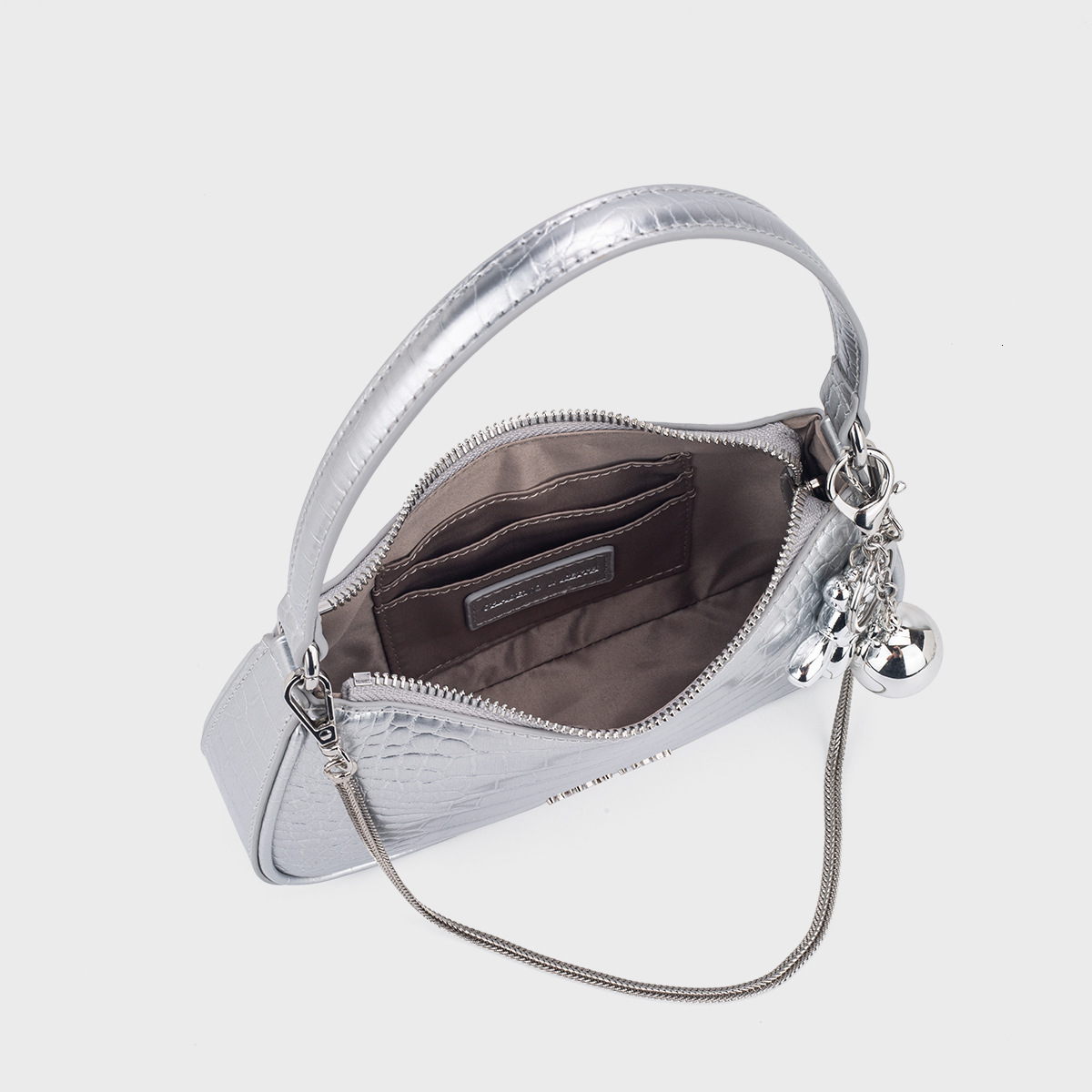 New niche crescent shaped bag chain crossbody bag for women, fashionable crocodile pattern designer single shoulder armpit bag, versatile commuting ba