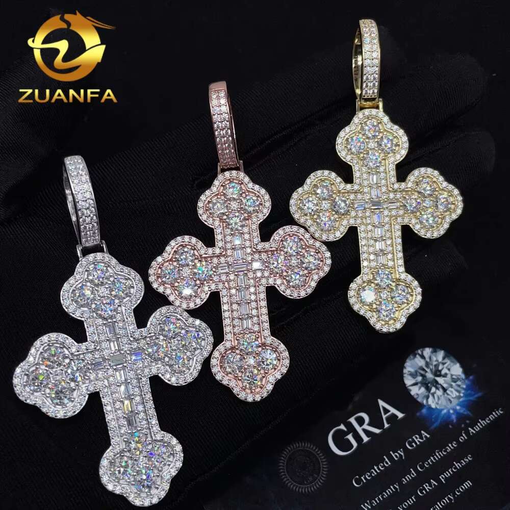 All Pass Diamond Tester Hip Hop Jewelry New Design GRA Certified 925 Sterling Silver VVS Moissanite Cross Iced Out Pendant