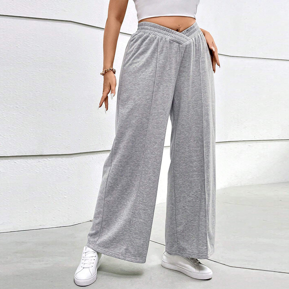 Large Size Womens Clothing Autumn and Winter New Item Elastic Waist Casual Wide Leg Pants Fashionable Sports Pants Pants