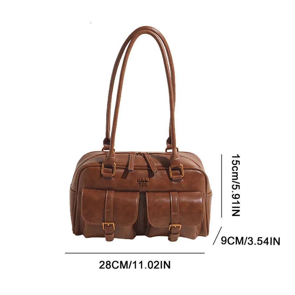 Spacious Boston Tote Bag Women in PU Leather with Multi-Pockets for Travel and Daily Use Classic Handbag