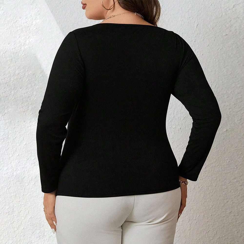 Large Size Womens Clothing Autumn and Winter New Item Slim Fit Temperament Sexy Hollow Out Long Sleeved T-shirt Simple Top