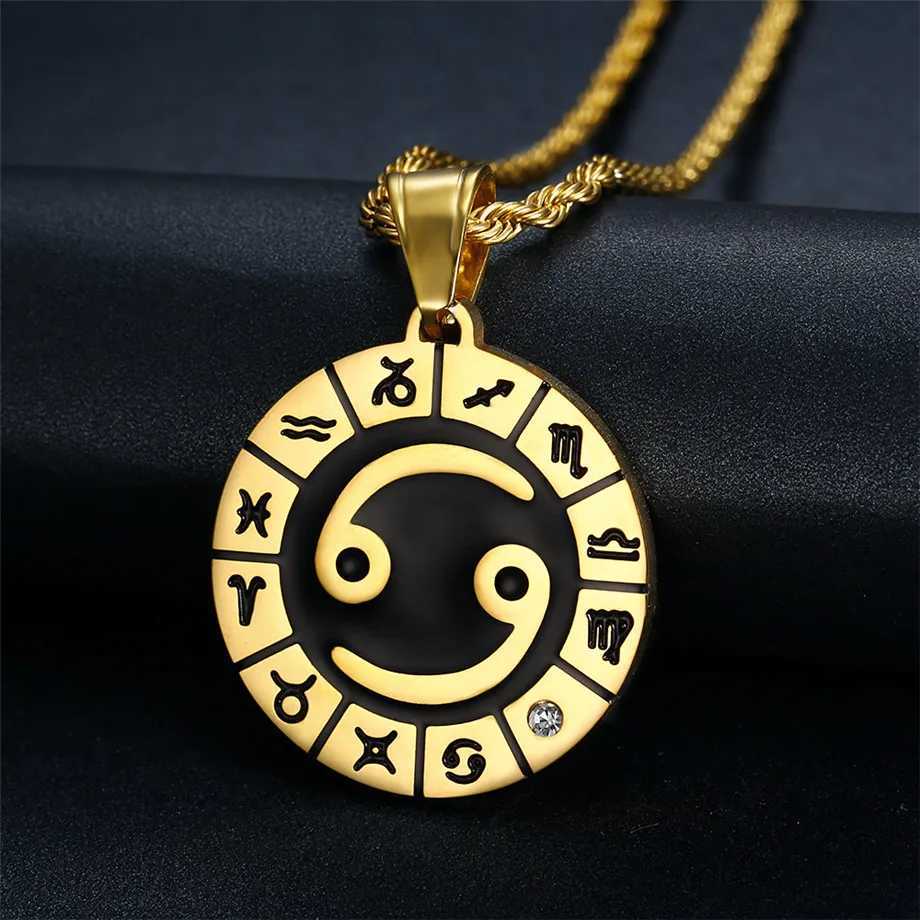 Leo 12 Constellations Necklace Birthday Gifts Gold Color Stainless Steel Amet Pendant Zodiac Sign Jewelry Necklace Dropsing X250516