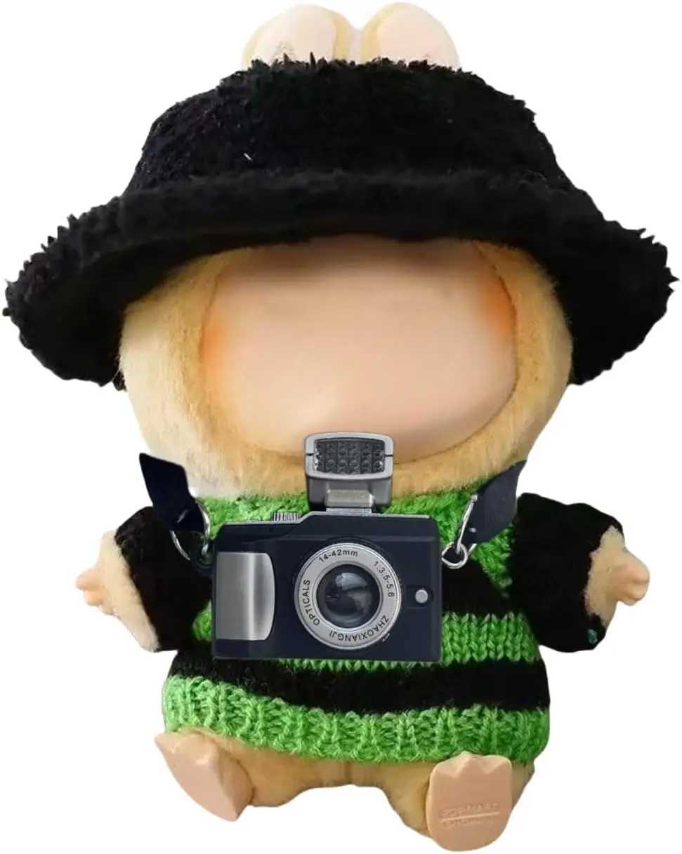 Clothes Compatible Labubu 17cm with hat and Dolls Accessories Premium Outfit (Black-Green) Free shipping