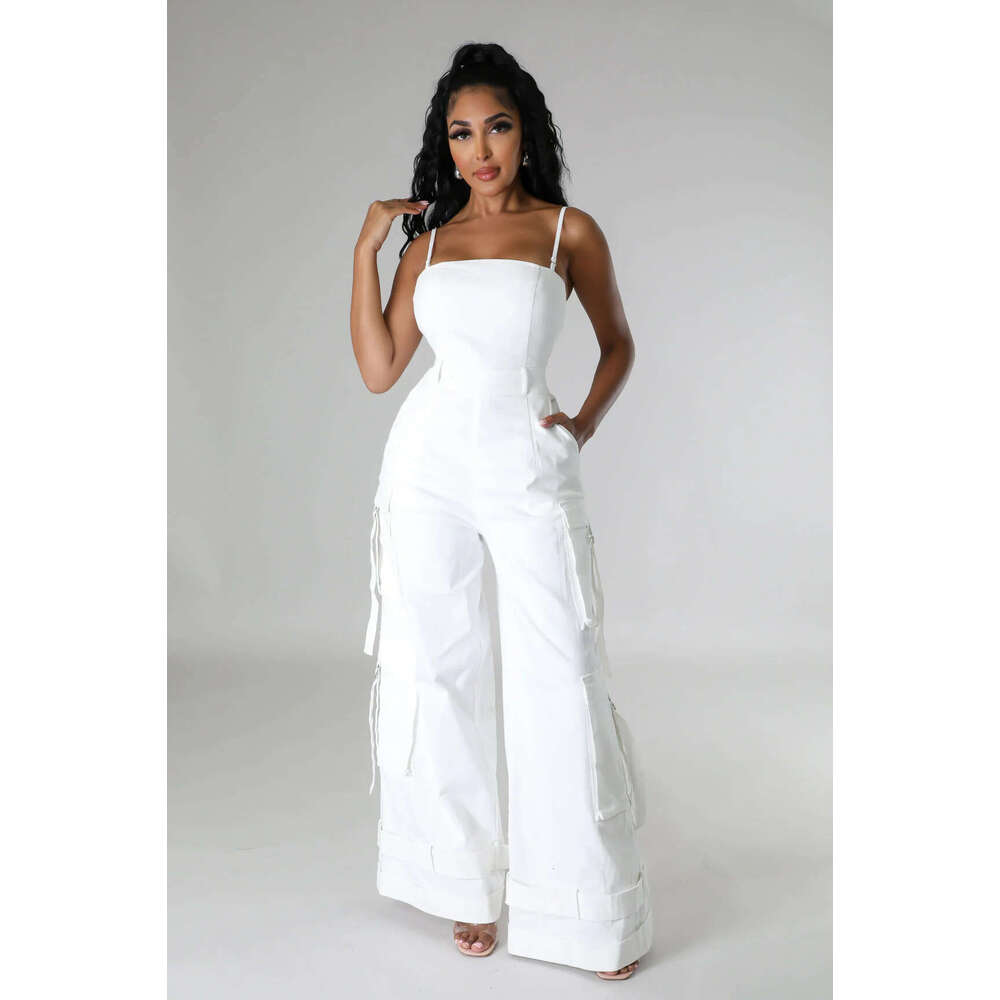 Wide Leg Jumpsuit HX Women S Camisole Slim Fit Age Reducing Slimming And Fashionable Multi Bag Jumpsuit