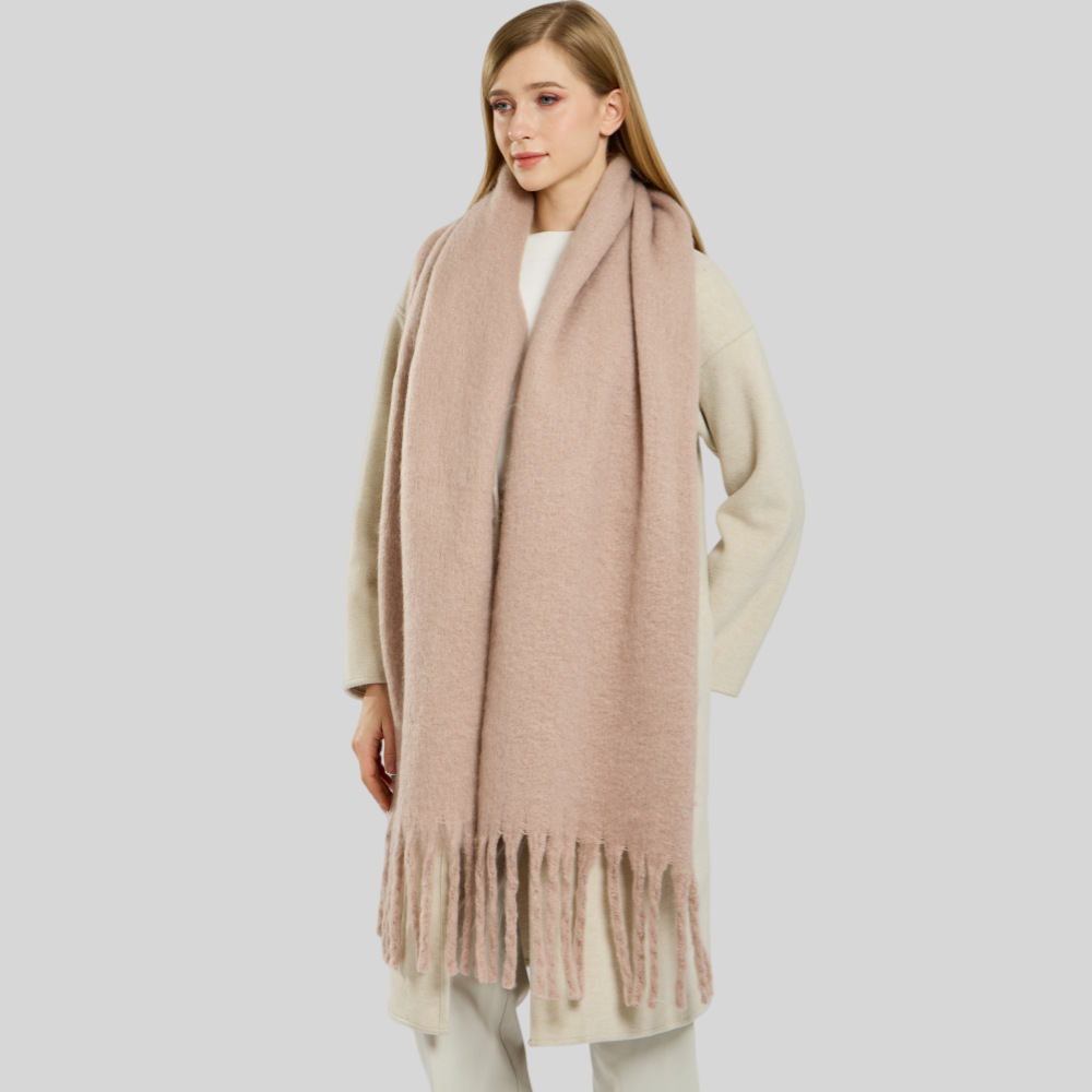 K740 Solid color terry scarf for women, new style for autumn and winter, high-end and versatile, warm neck scarf and shawl for dual use