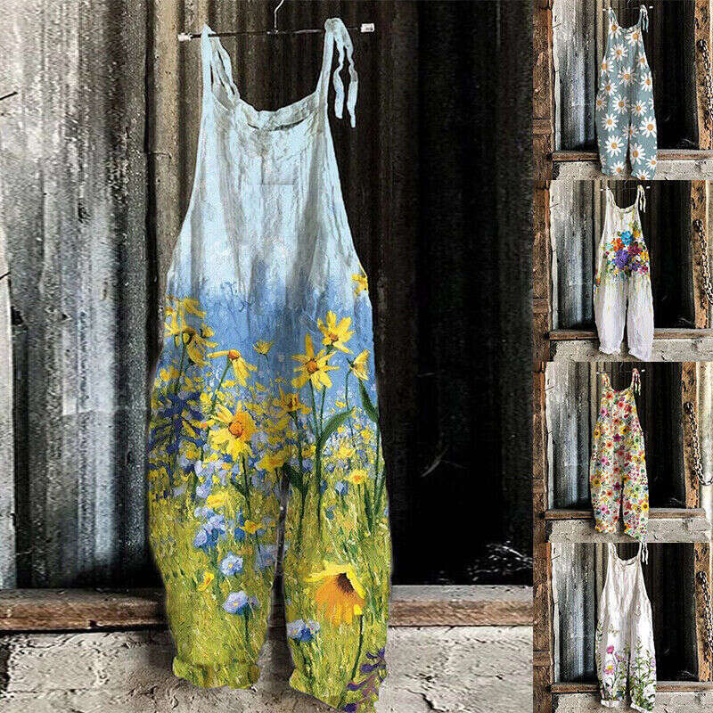 Wide Leg Jumpsuit Summer New Women S Printed With Suspender Jumpsuit For Women