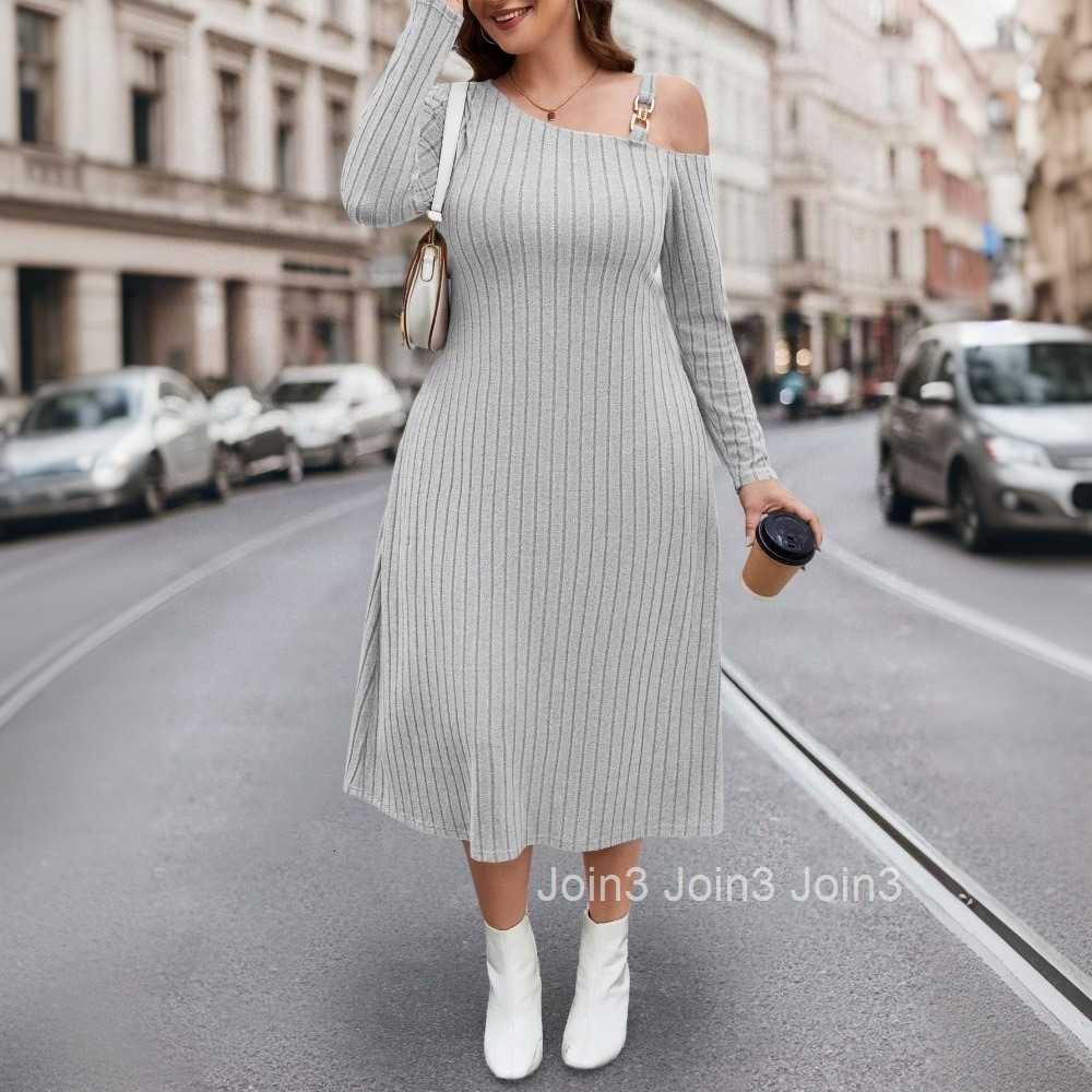 Plus Size Womens Simple and Elegant Dress Autumn and Winter New Versatile Commuting Mid Length Skirt