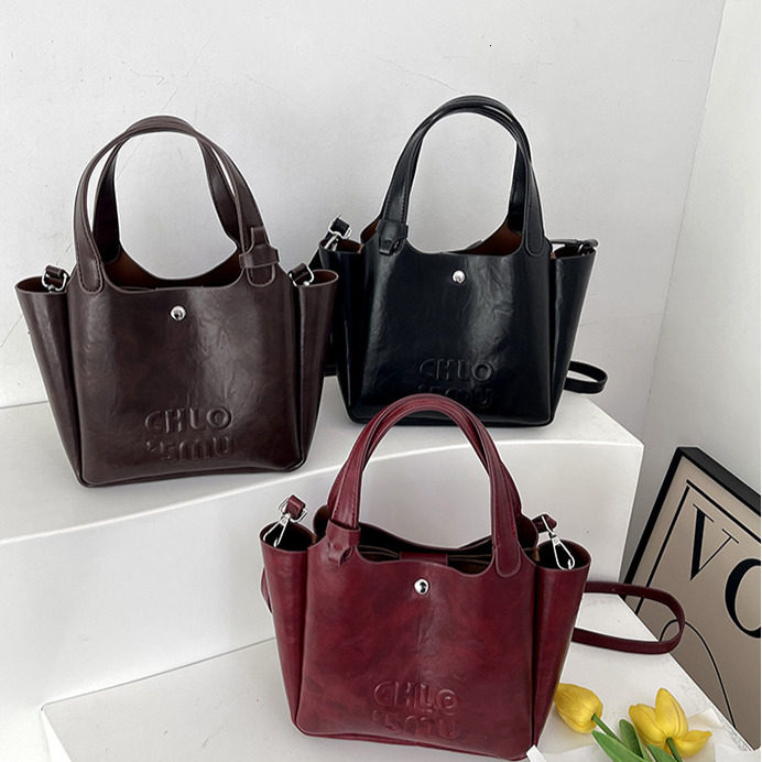 Designer Bag, Free Shipping, Women's Soft Leather Simple Handbag, Multifunctional, Portable, Large Capacity Bucket Bag, Fashionable And Versatile