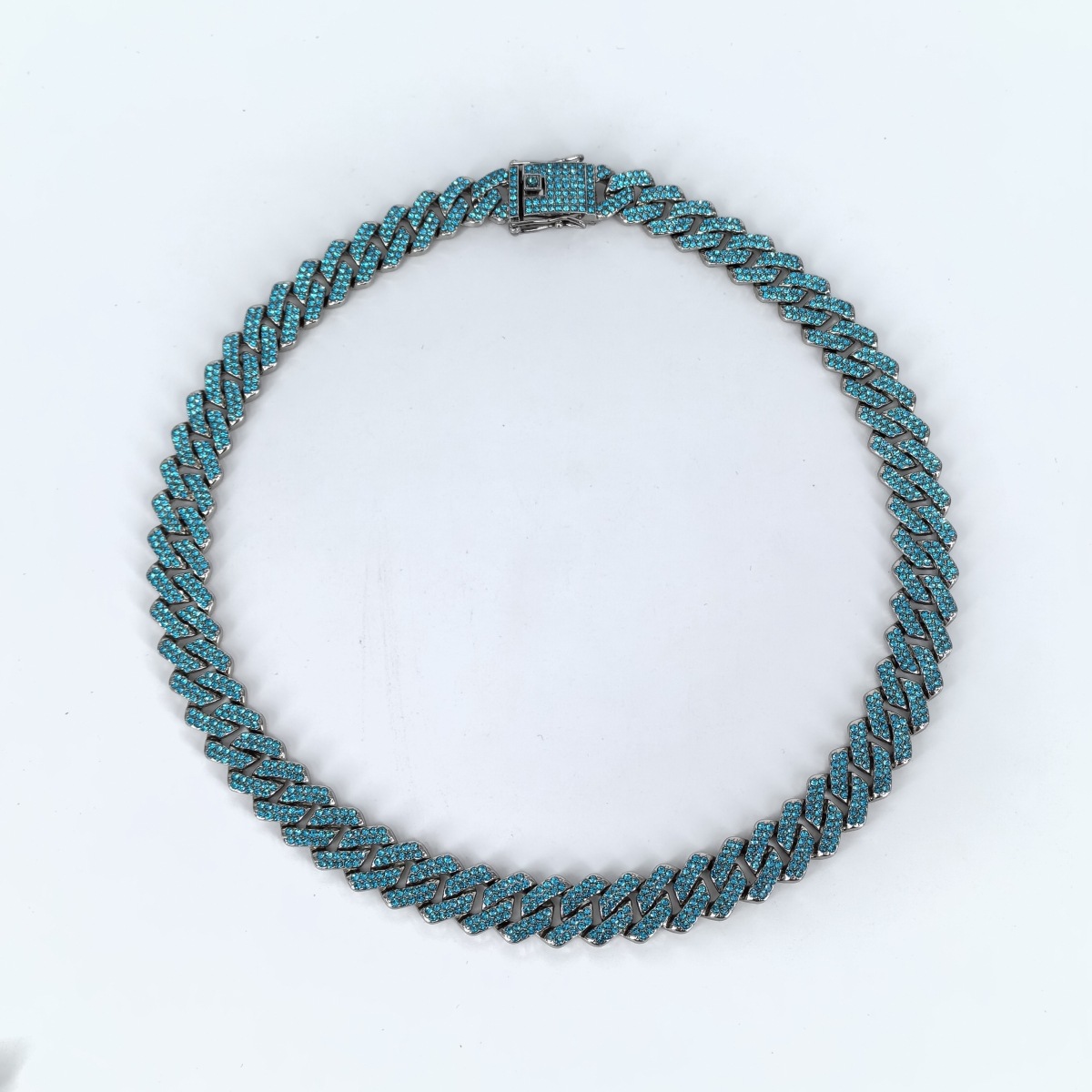 Charming Male Jewelry Accessory: Polished Rhodium Plated Chunky Curb Band Featuring Vibrant Semi Precious Beads