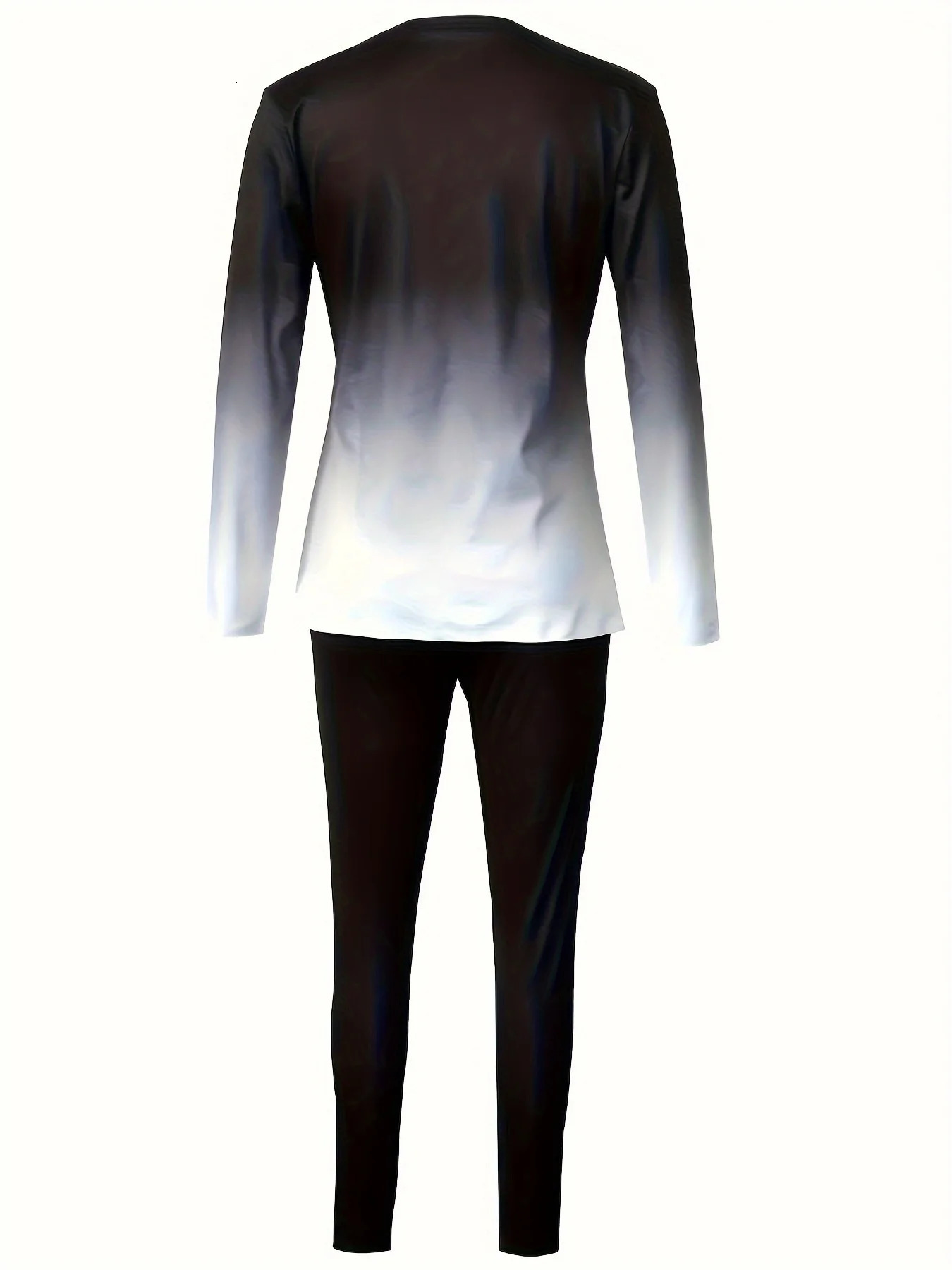 Europe and the United States plus size spring autumn round neck gradient long sleeve trouser set 250513Z