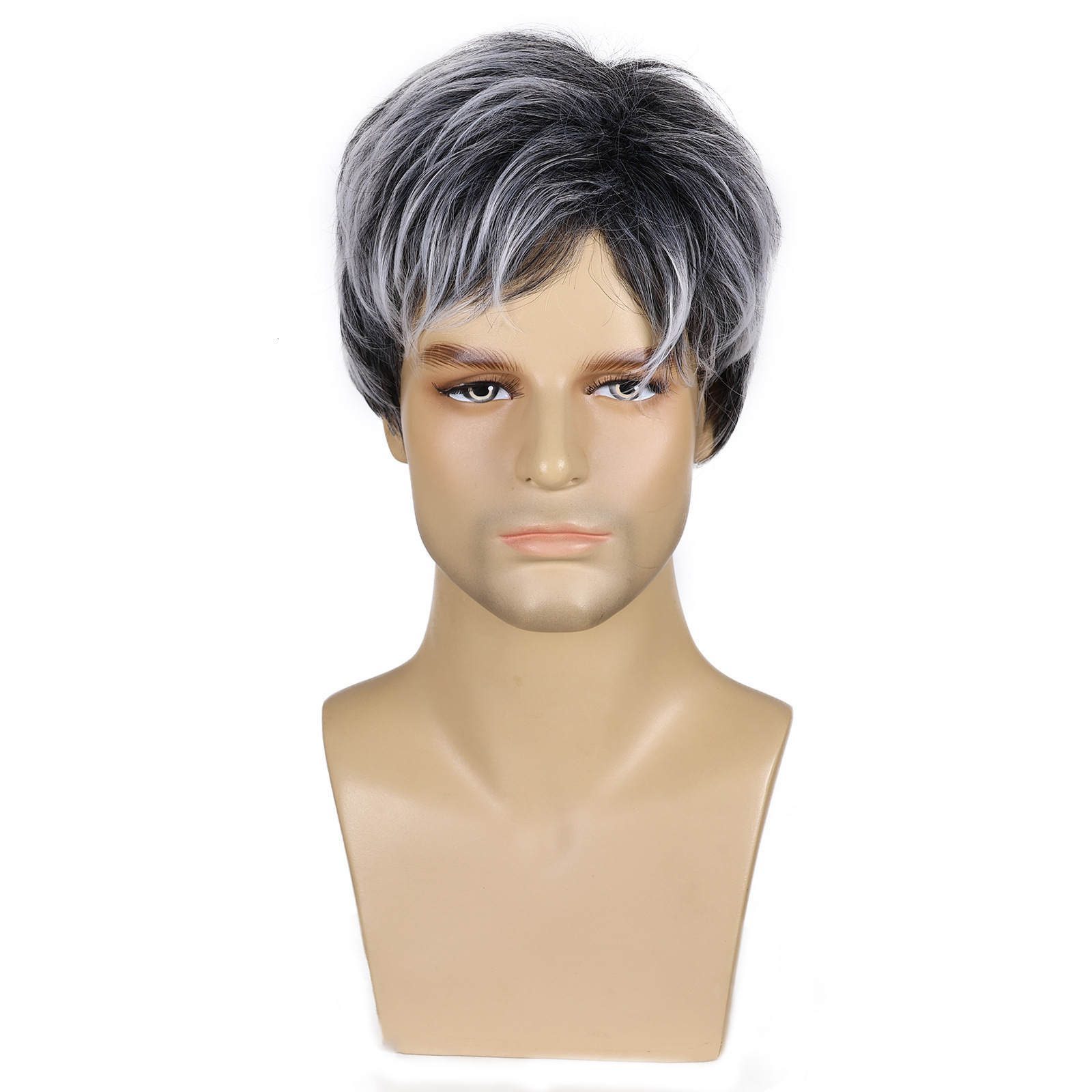 2023 New Mens Wig Short Mens Grey Wig Layered Natural Hair Clothing Heat Resistant Synthetic Wig