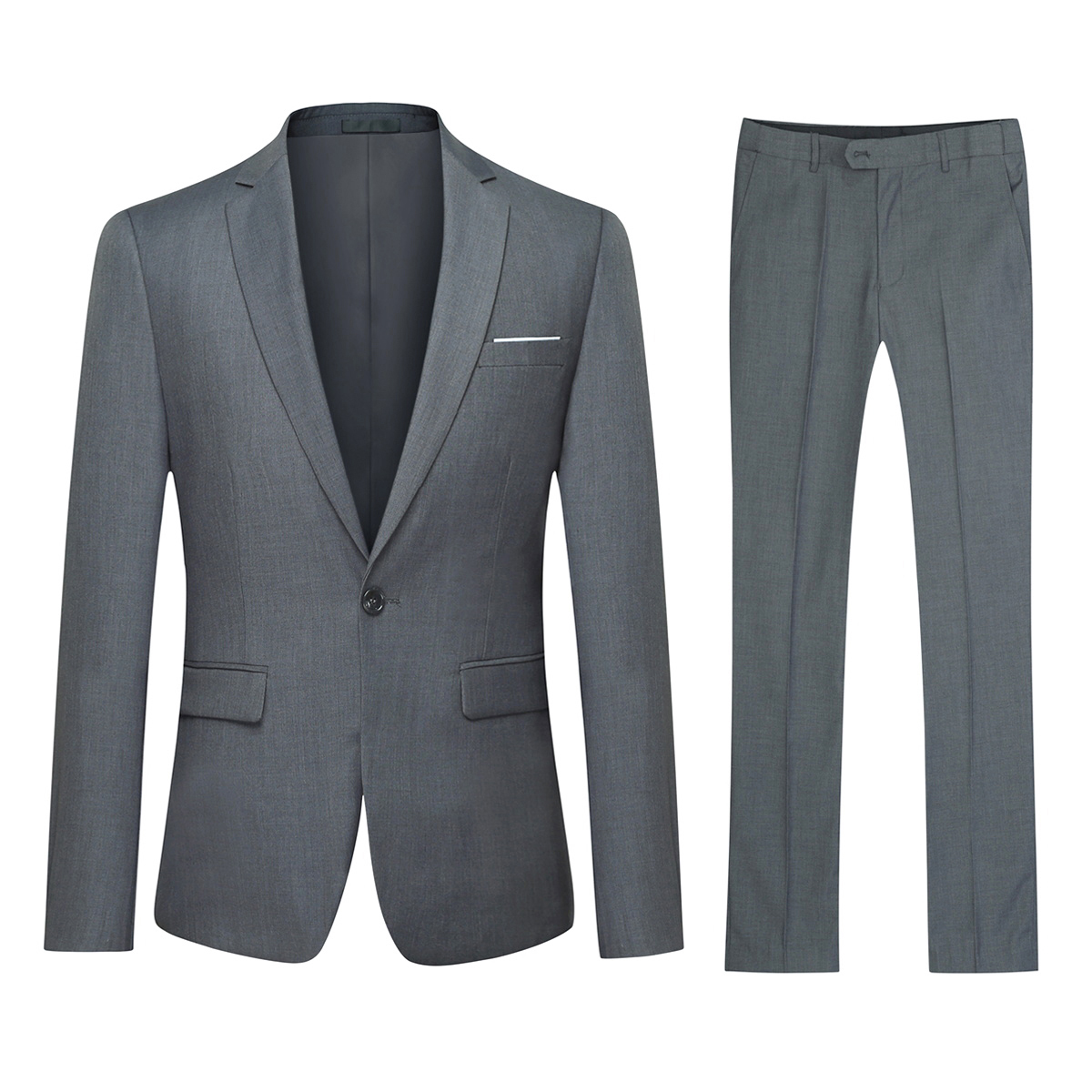 Men's suit two piece slim suit men's wedding ball dress men's formal business suit solid color one button double slit suit
