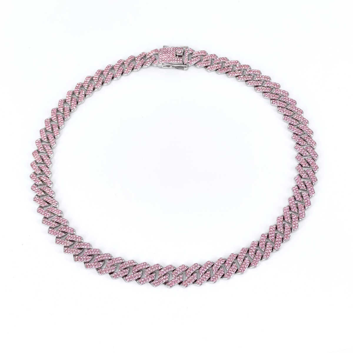 Charming Male Jewelry Accessory: Polished Rhodium Plated Chunky Curb Band Featuring Vibrant Semi Precious Beads