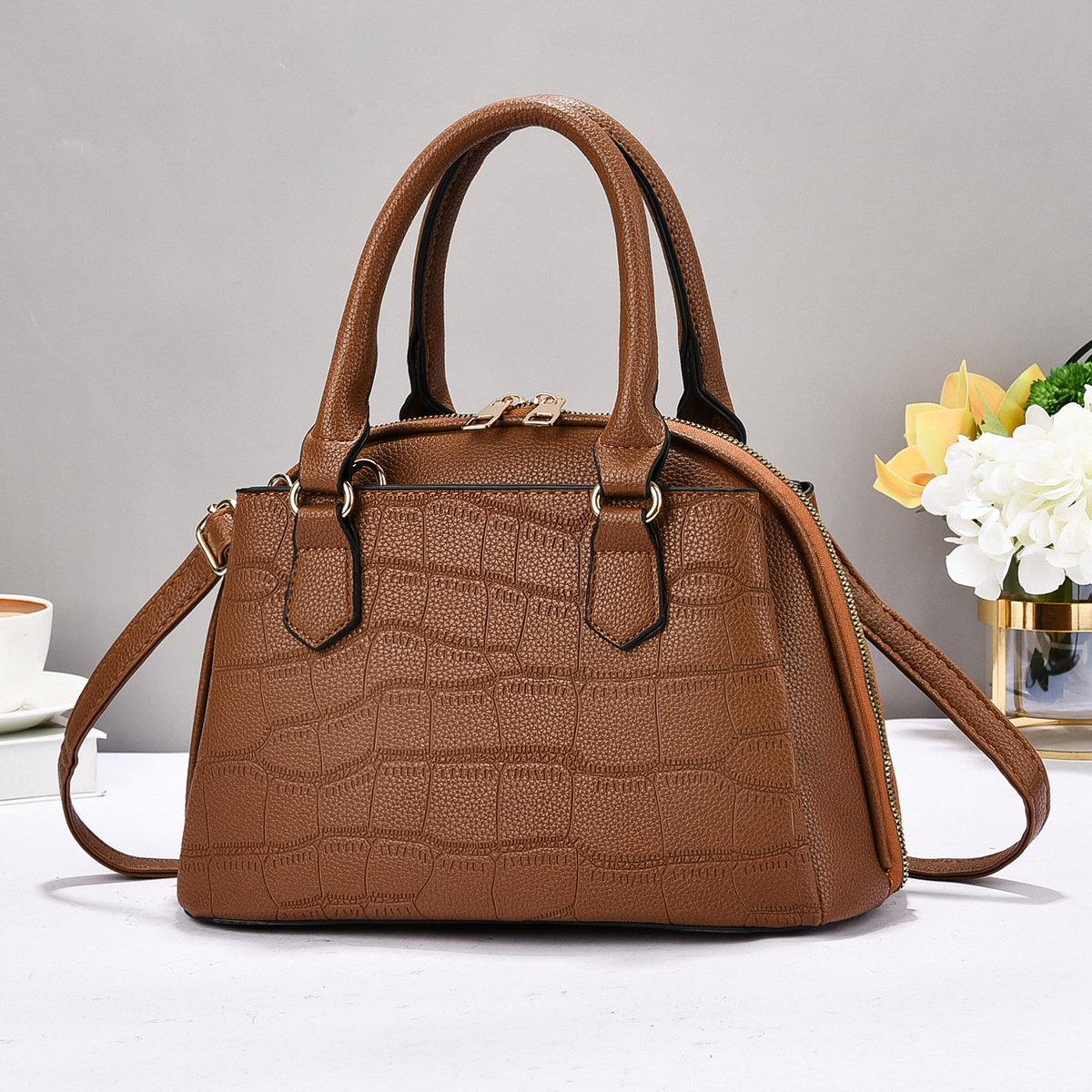 2025S designer new trendy Boston handbag pillow women fashionable stone patterned cowhide shoulder crossbody bag
