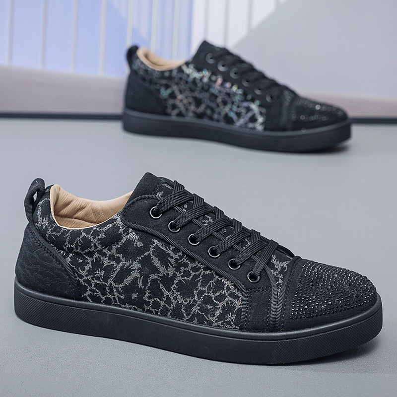 Designer Men's with Red Soles Low Cut Rhie Leopard Personalized Print Breathable Casual Board Shoes
