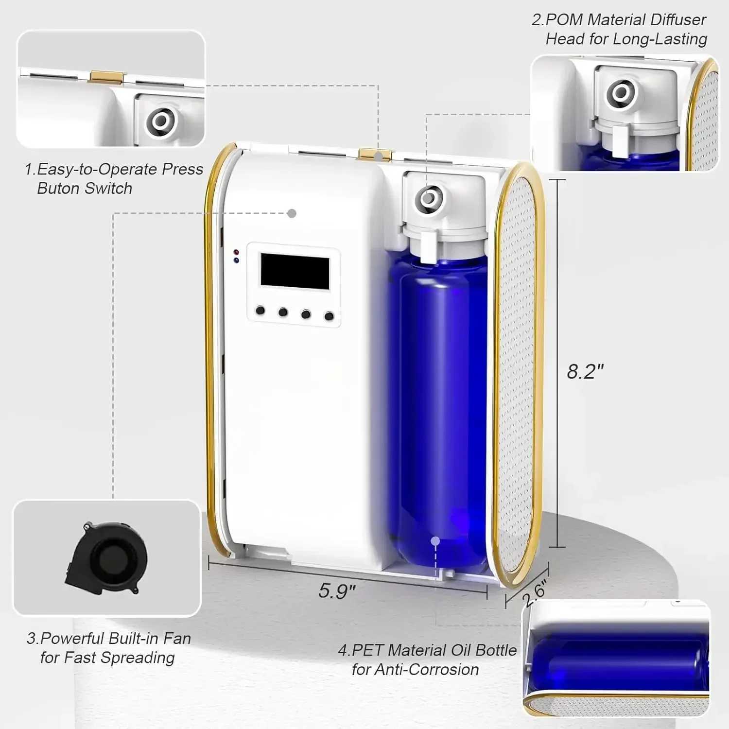 Bluetooth Waterless Fragrance Diffuser Smart Machine for Home Essential Oil Diffuser 1500 Sq Ft Coverage Scent Air Diffuser W250516