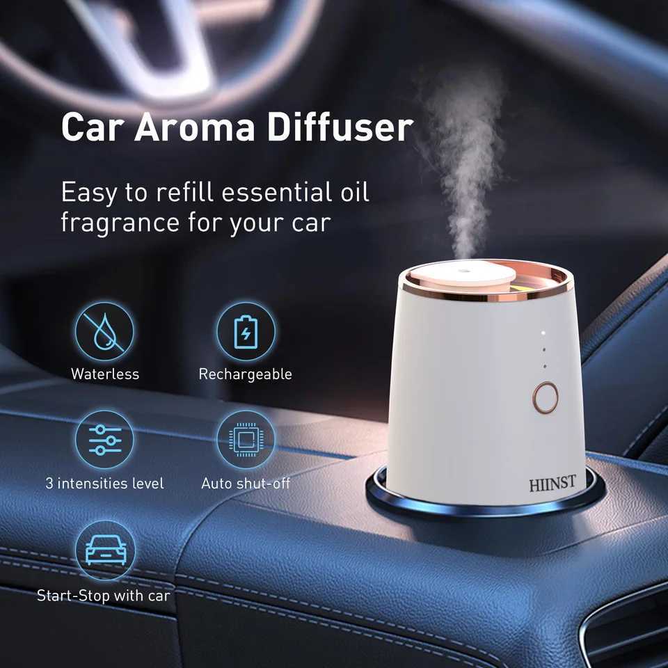 HIINST Aroma Essential Oil Diffuser With Start-Off Function USB Rechargeable Car Air Freshener 9 Color Lights Perfume Nebulizer W250516 Free shipping