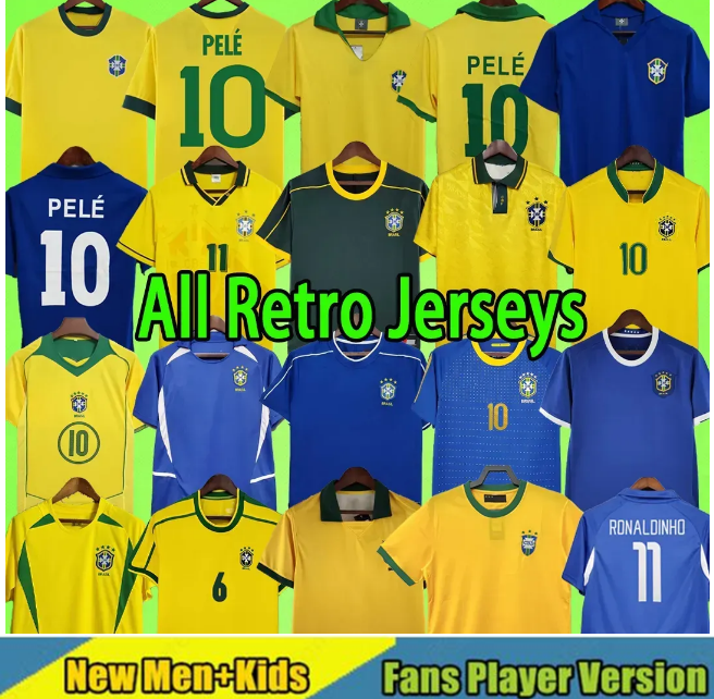 Vintage Brazil Soccer Jerseys - PELE & RONALDINHO ADRIANO ROMARIO 03 04 05 06 07 08 Classic Football Shirts (1957-2012)