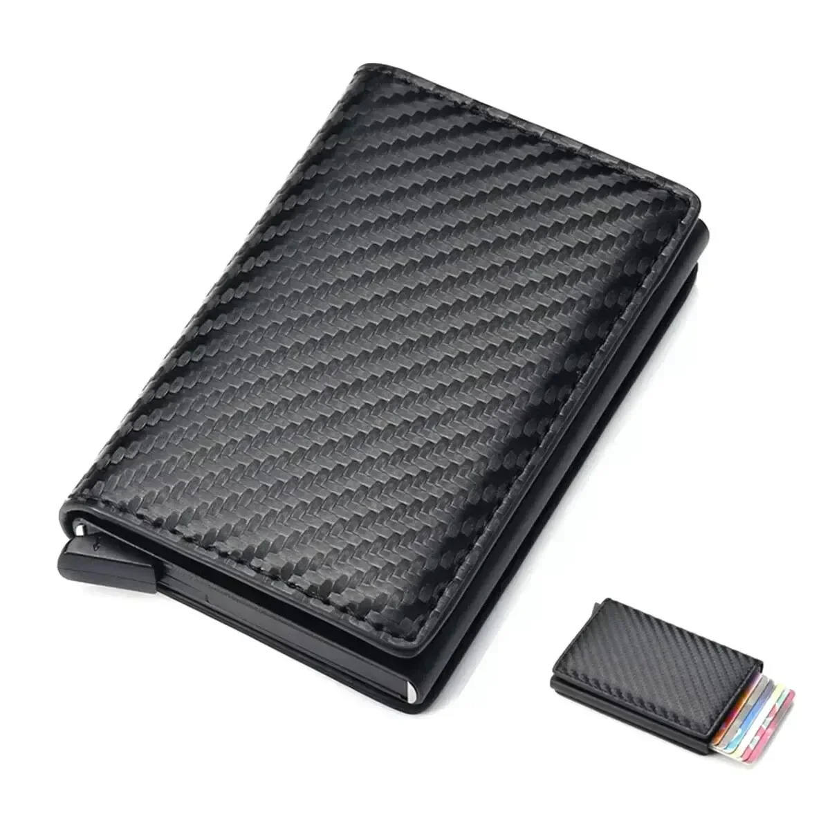 Rfid Aluminum Men Wallet Card Holder Purse Carbon Fiber Men Business Slim Thin Smart Wallet Credit Cardholder Case Note Holder 250514