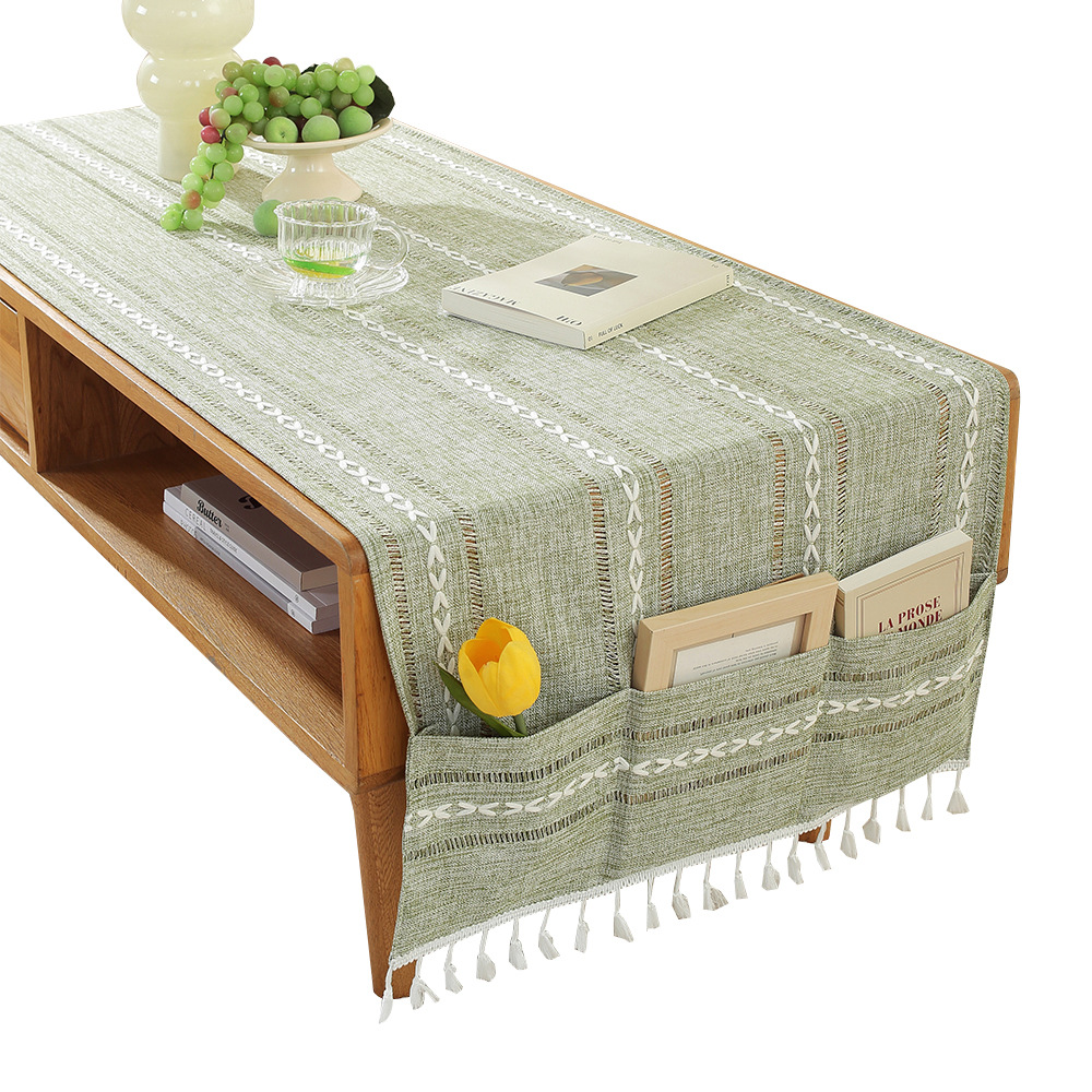 A750 Nordic home modern simple cotton and linen storage cover cloth rectangular tablecloth living room TV cabinet coffee table cover towel spot