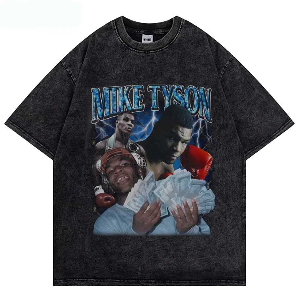 Mike Tyson Washed T Shirt Vintage Boxing T-shirts Streetwear Retro Tshirt Summer Short-sleeved Shirts Oversized Tshirts X250516