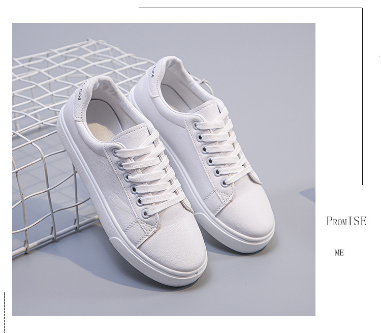 New round toe lace up low heel flat shoes designed for casual, large, fashionable and versatile white single shoes for women in bulk