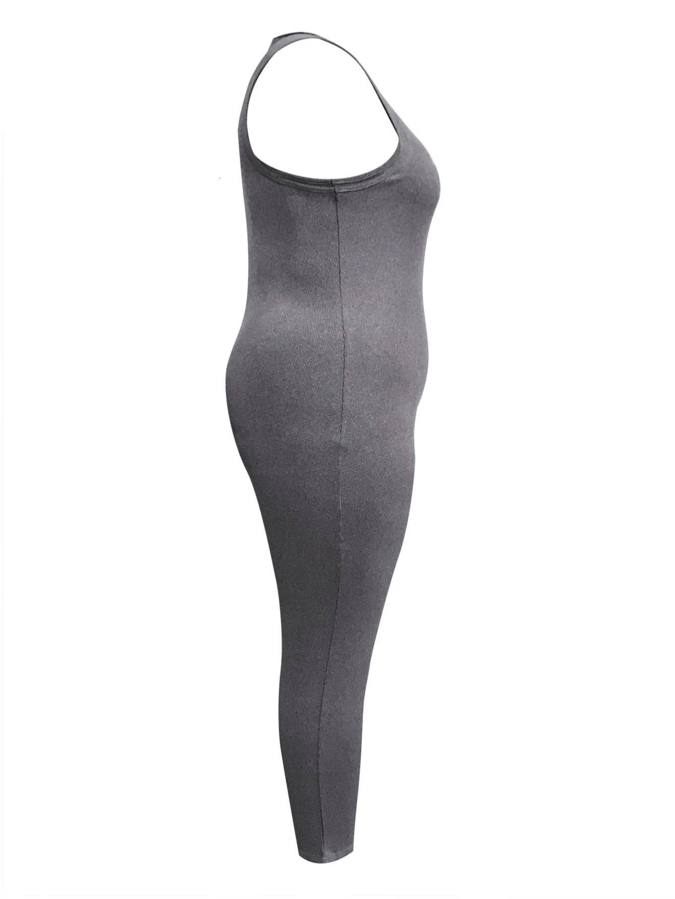 LW Plus Size Solid Vest Skinny Jumpsuit Full Seasons Casual Fitness Sporty Playsuit Sleeveless Slim Activewear One Piece Outfit 250515