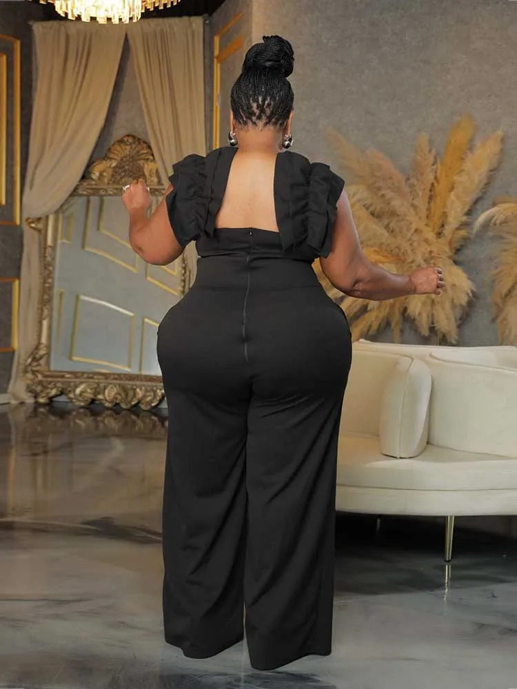 Women Elegant Long Jumpsuits One Piece Outfits Female Jumpsuit Solid Backless Streetwear Zipper Plus Size Summer Jumpsuit Pant 250515