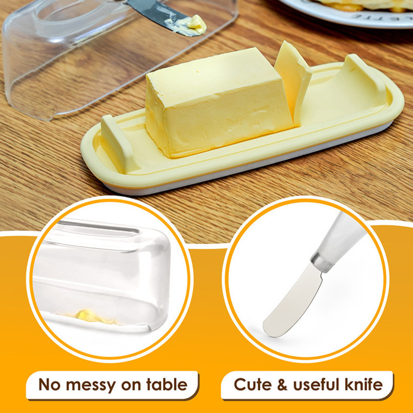 Butter Preservation Box Rectangular With Knife Plastic Container Cutting Butter Storage Box For Storing And Organizing Butter