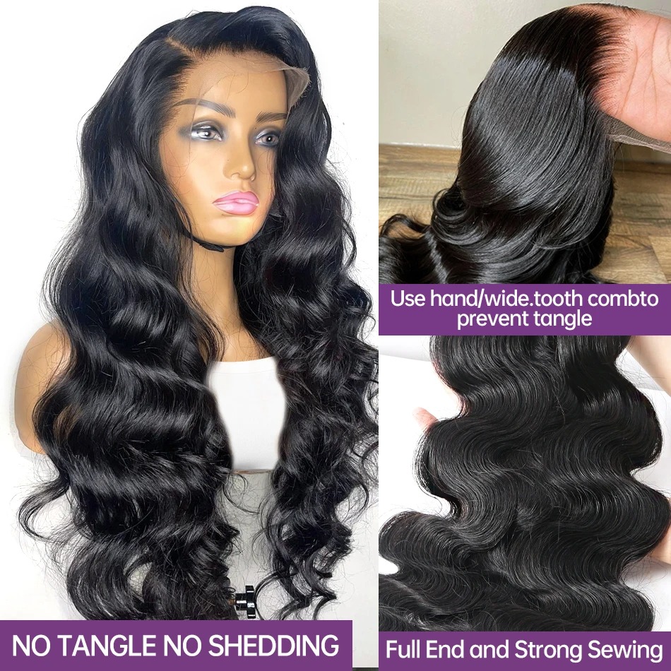 HD Transparent 13x4 Body Wave 30 36 Inch Lace Front Wig Pre Plucked 360 Lace Frontal Wig Human Hair Wigs For Women Wig 200 Density Synthetic Wig