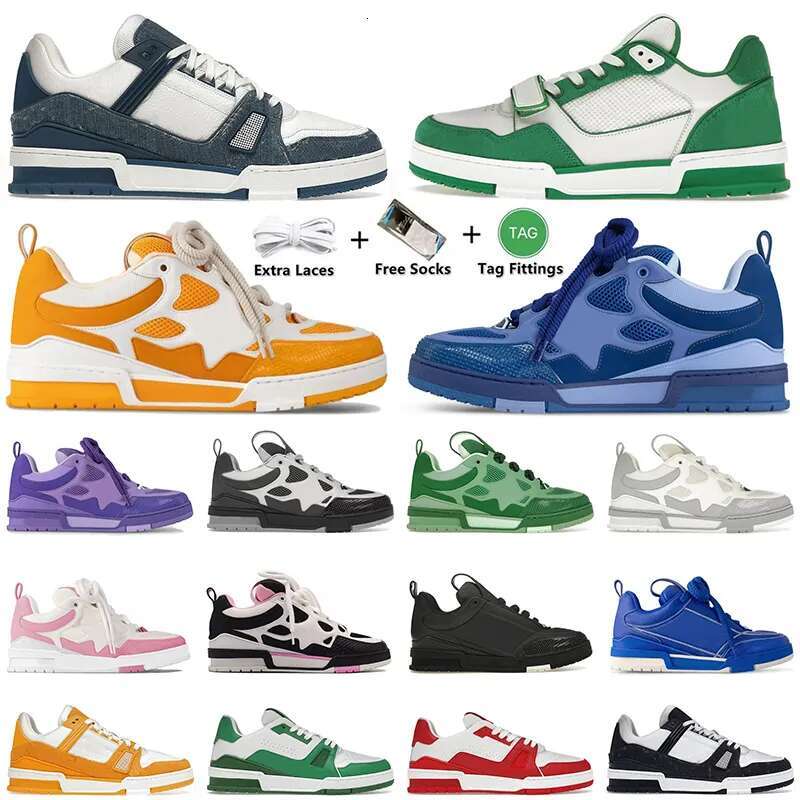 Top Quality Designer Skate Trainers Men women Sneakers Casual Running Laceup Lowtop Sports Breathable Black White Beige Blue Leather Shoes
