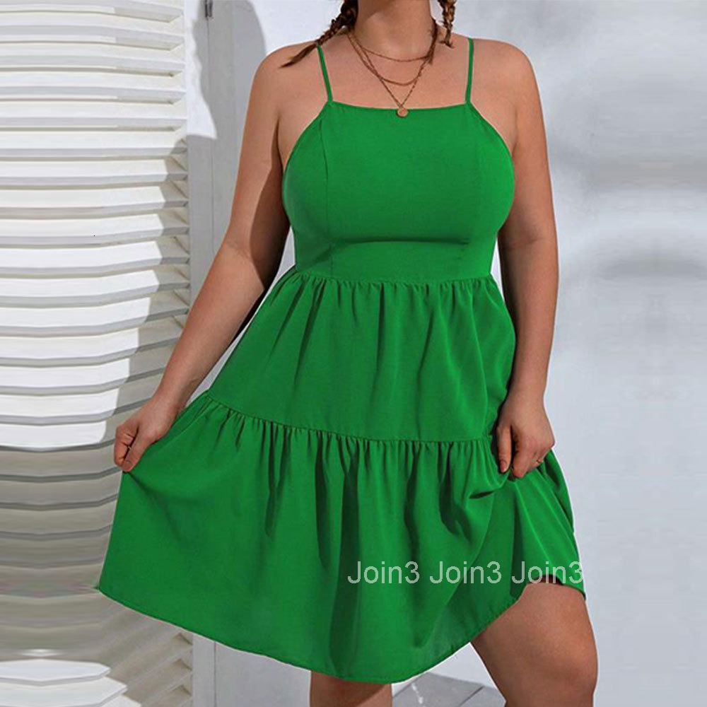 Large Size Womens New Collection Waist Cinching Big Swing Sexy Backless Camisole Vacation Cake Dress
