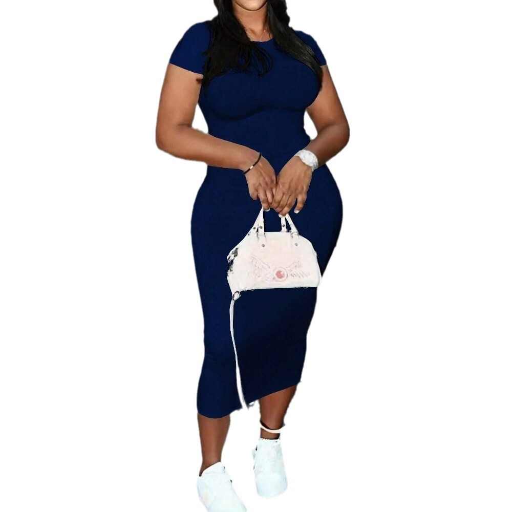 Plus Size Womens Clothing 2025 Spring/summer New Simple Casual Dress High Waist Hip Hugging Mid Length Skirt