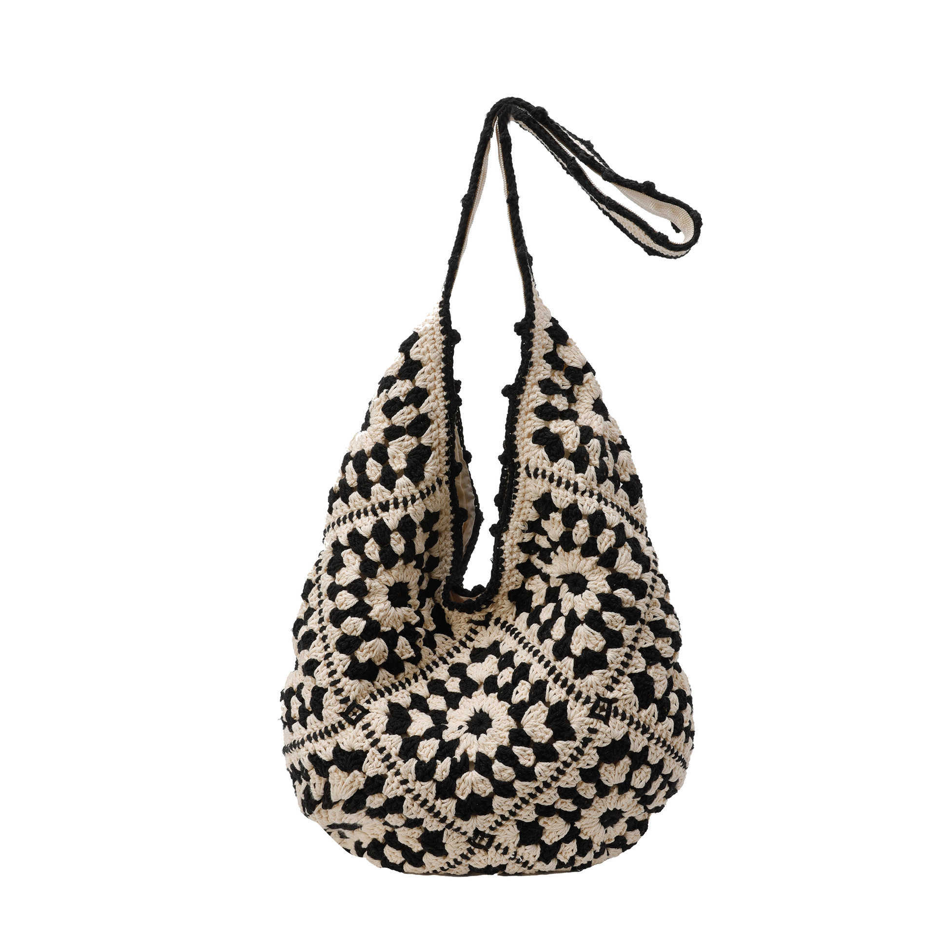 25 New Hand Woven Yarn Hollow Grandmother Ethnic Large Capacity Versatile Shoulder Bag Yarn Crossbody Bag